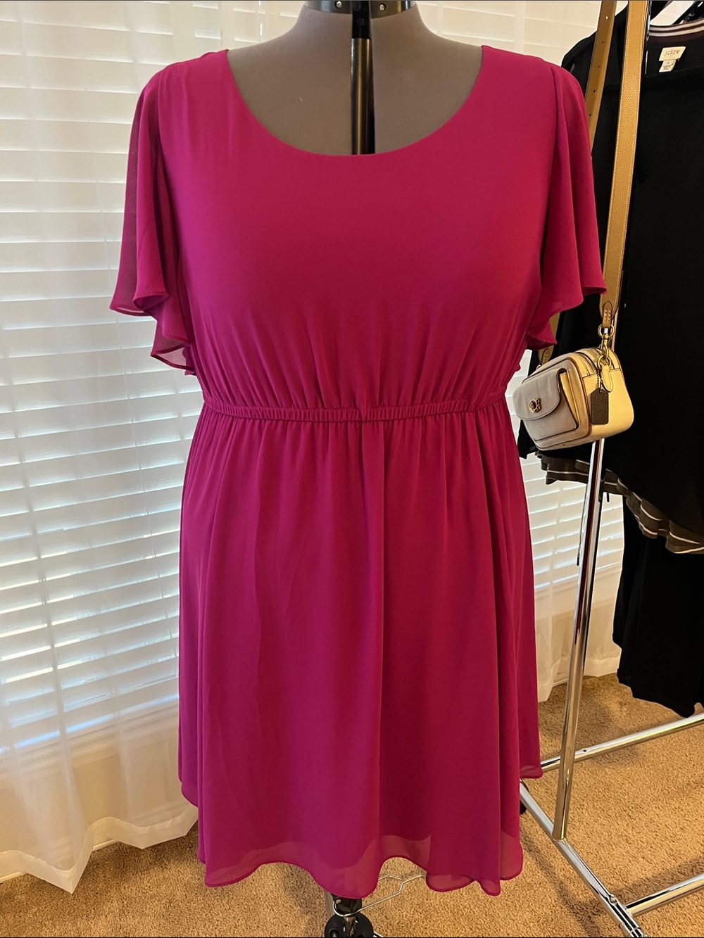 torrid Magenta Scoop Neck Flutter Sleeve Dress 3 3x 22 24